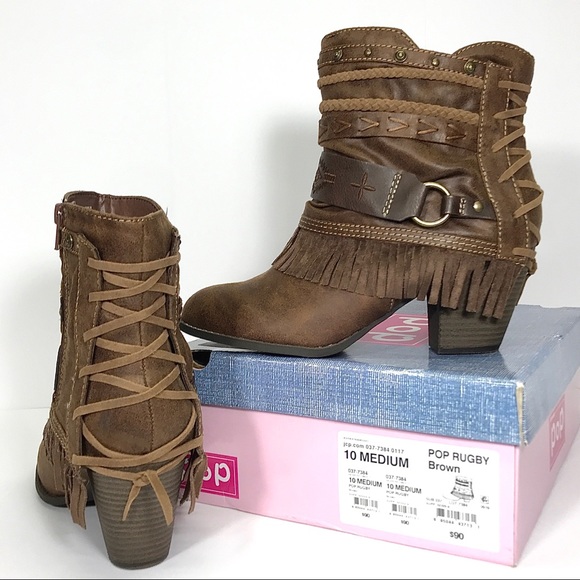 NIB Jellypop “Rugby” Western Fringe Ankle Booties